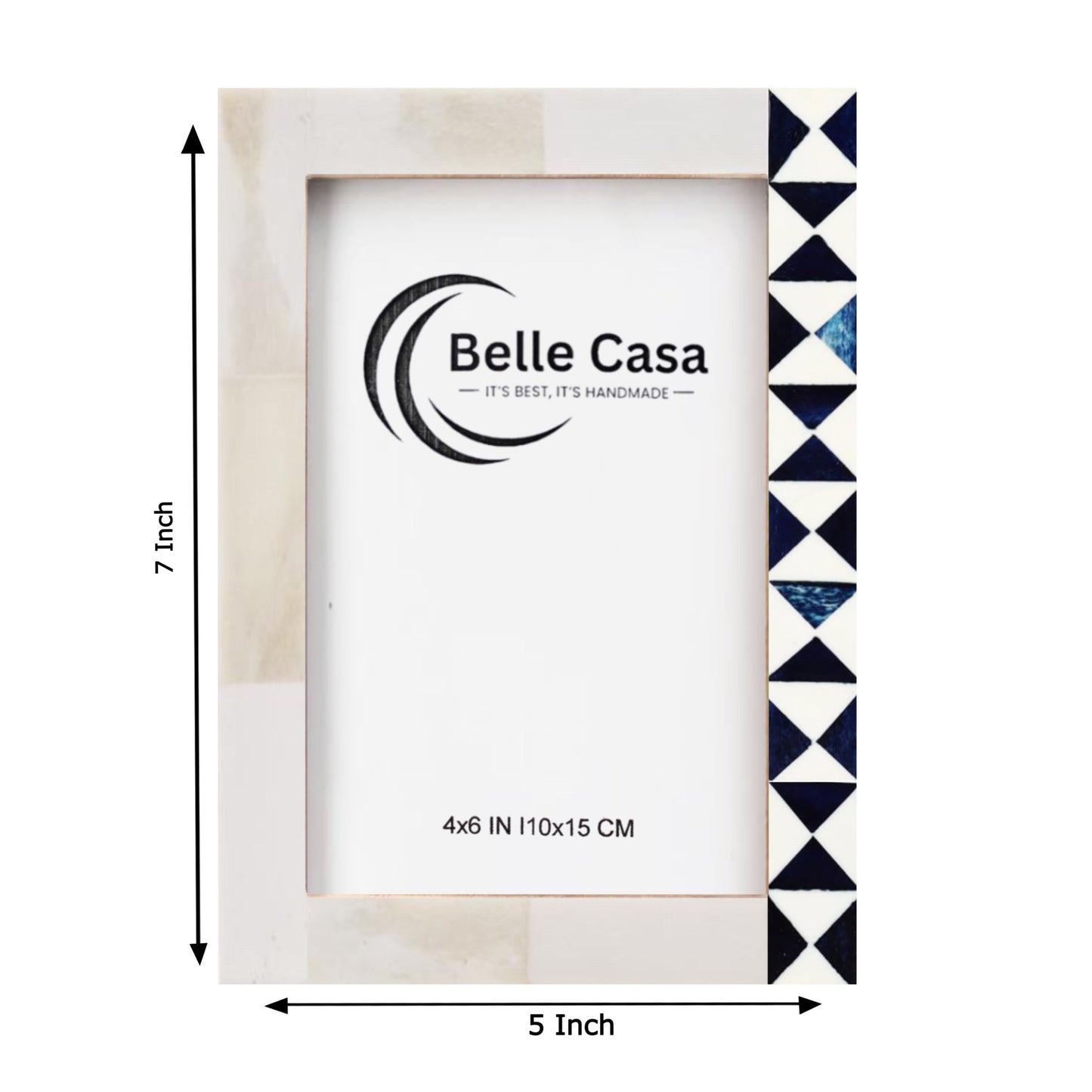 Picture Frames Moroccan Pattern Bone Inlay Photo Frame – Blue (4x6 inches)